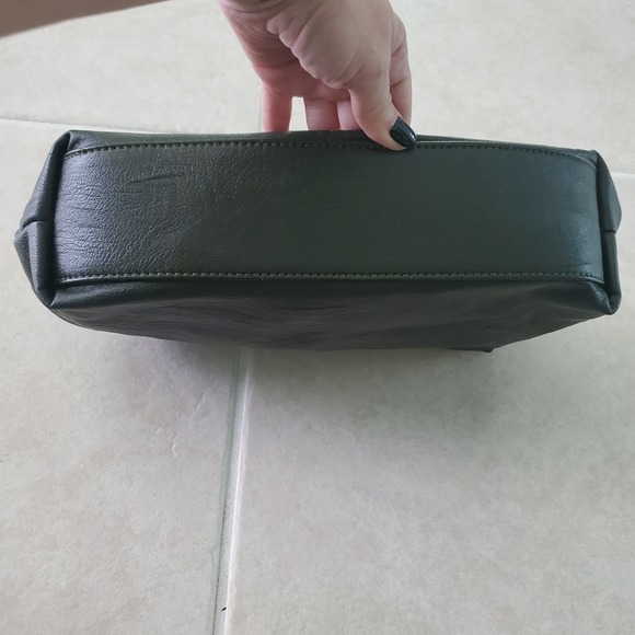 Anthropologie Dark Green Faux Leather Pouch Clutch Bag Convertible Puffy Soft - Picture 5 of 15